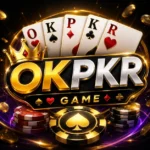 OKPKR game logo with poker cards and chips high quality casino design