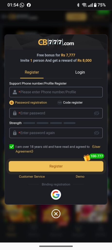 CB777 Game APK Download Latest Free App for Android 2026 4 Login and Registration Process of CB777 Game