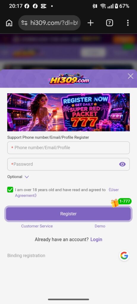 HI309 Game APK: Download Best Real Money App 2026 7 HI309 Game Login and Registration Process